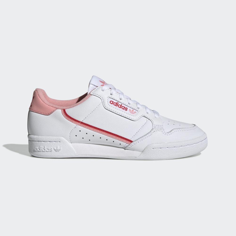 Adidas Women's Continental 80 Originals Shoes White/Pink/Red Ireland EF6012